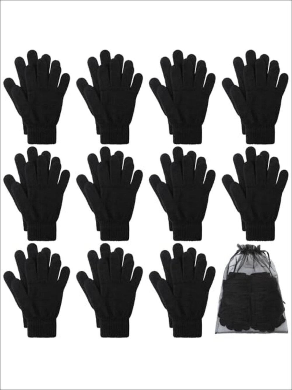 12 Pairs Winter Magic Gloves Stretchy Warm Knit Gloves for Men Women